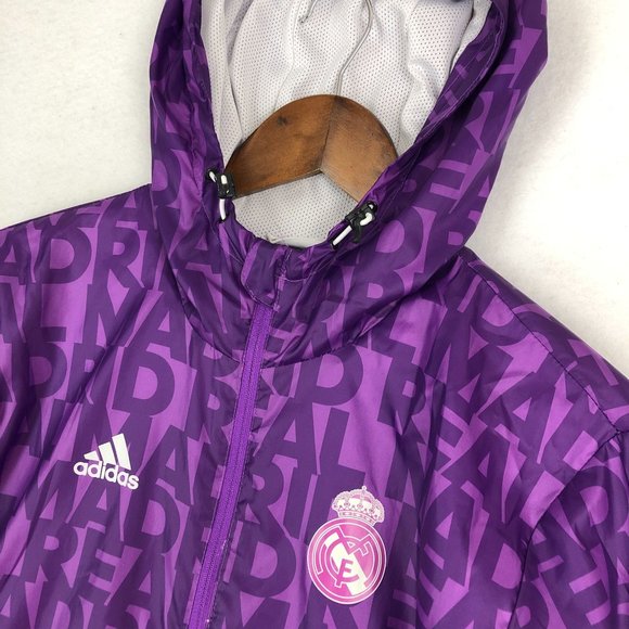 Adidas Men's Size XS Purple Real Madrid Spain Full Zip Hooded Soccer Jacket - Picture 2 of 12